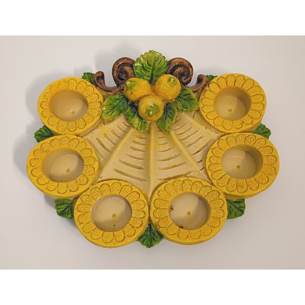 Vtg‎ Rare Lemon Votive Candle Holder Decor Yellow Italian 90's Cottagecore Fruit